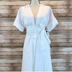 Equipment 100% Linen Bright White Nauman Dress